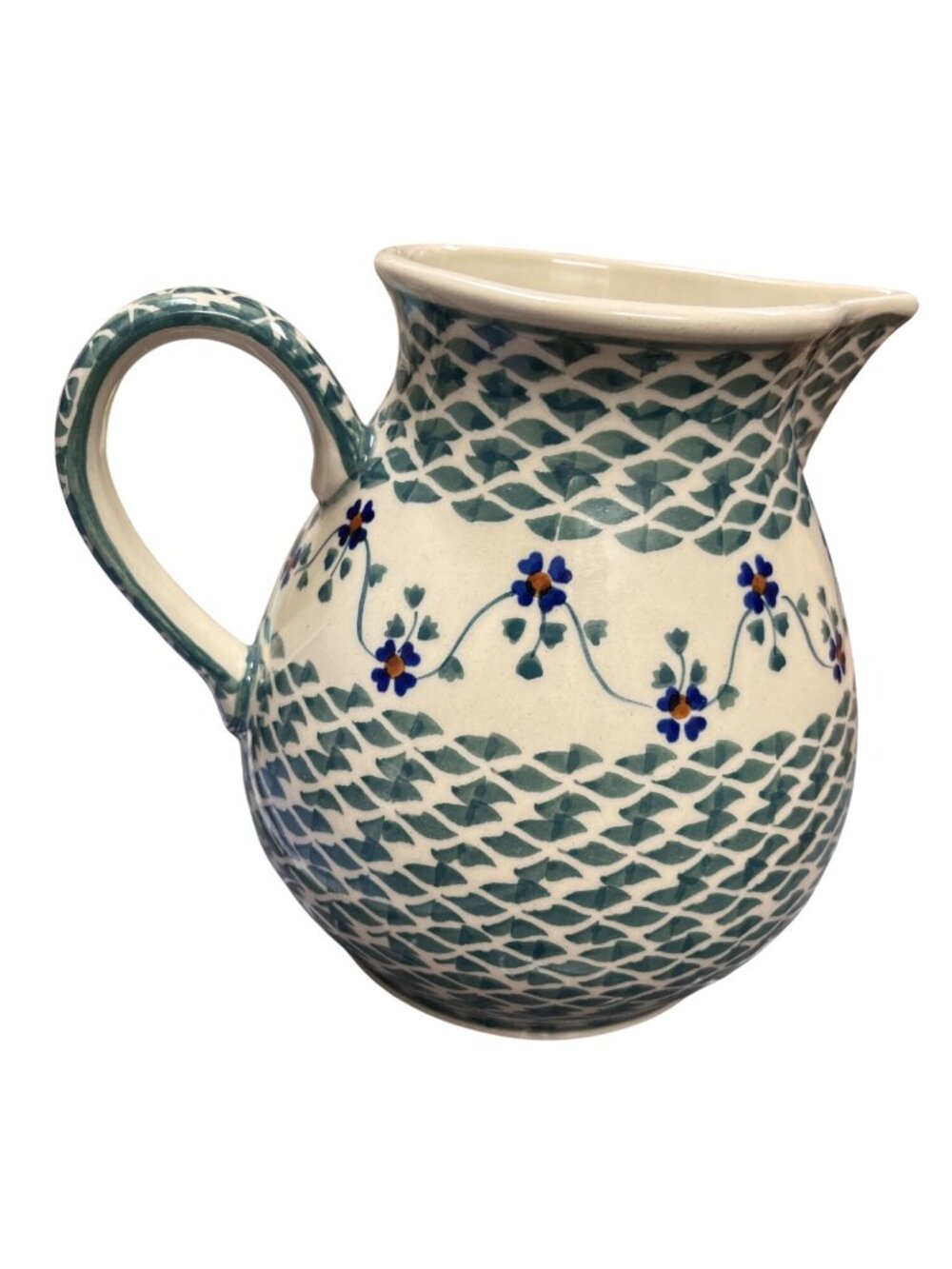 Ceramika Boleslowiek polish 632 handpainted floral ceramic pitcher SKU 10-170
